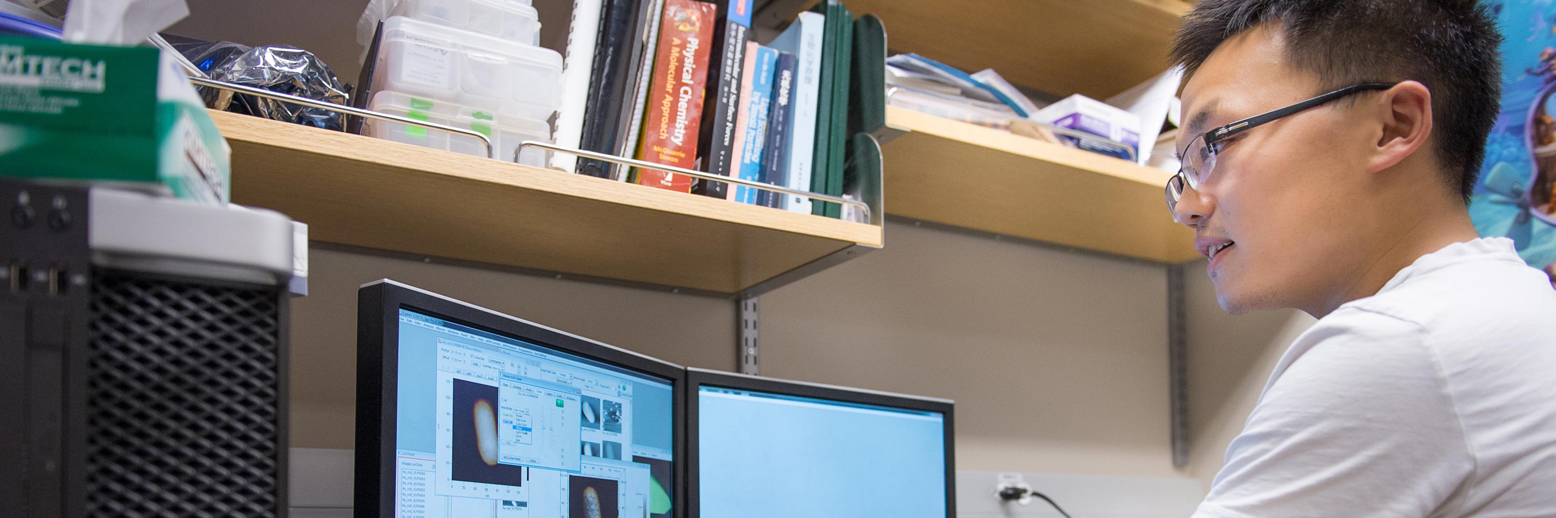 Lab computer and books